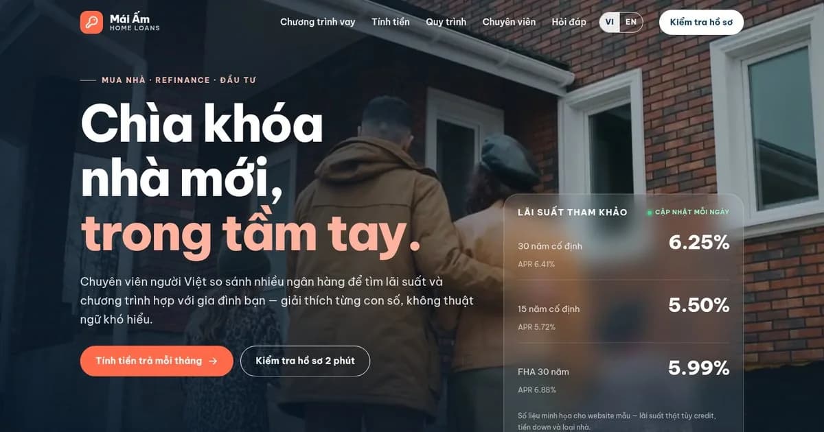 Preview of the Mái Ấm Home Loans website concept