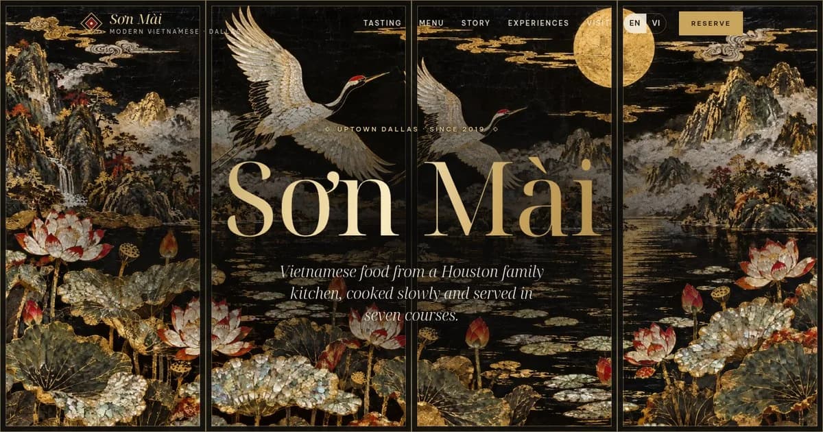 Preview of the Sơn Mài — Modern Vietnamese restaurant website concept
