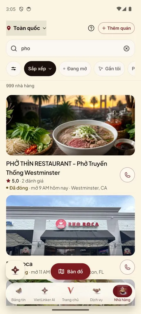 App VietLinker: Nhà hàng