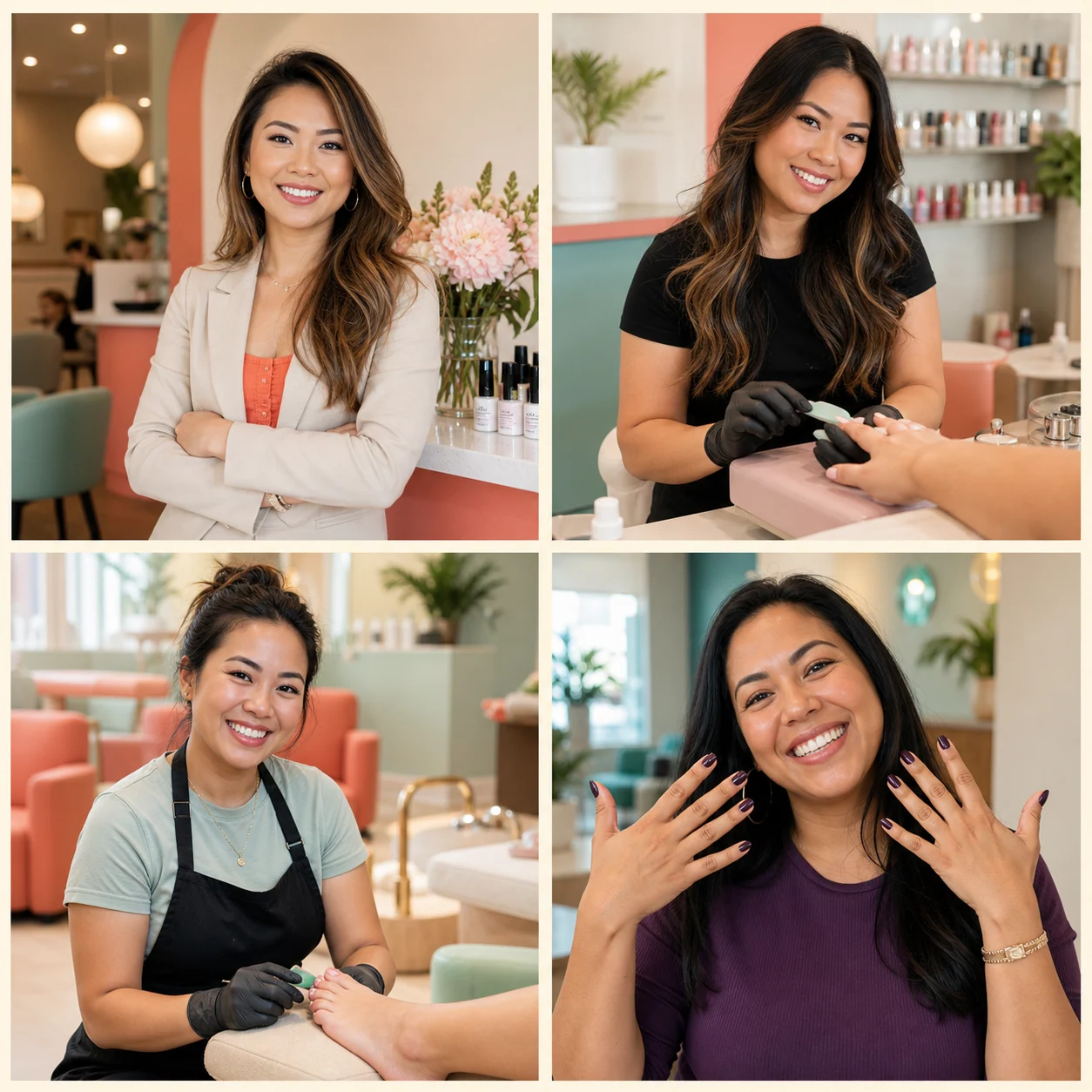 Fictional Vietnamese-American studio owner talking with the nail team
