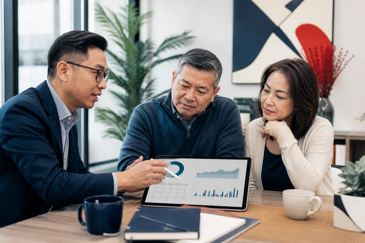 Chuyên viên người Việt giải thích phí và tỷ giá cho khách hàng