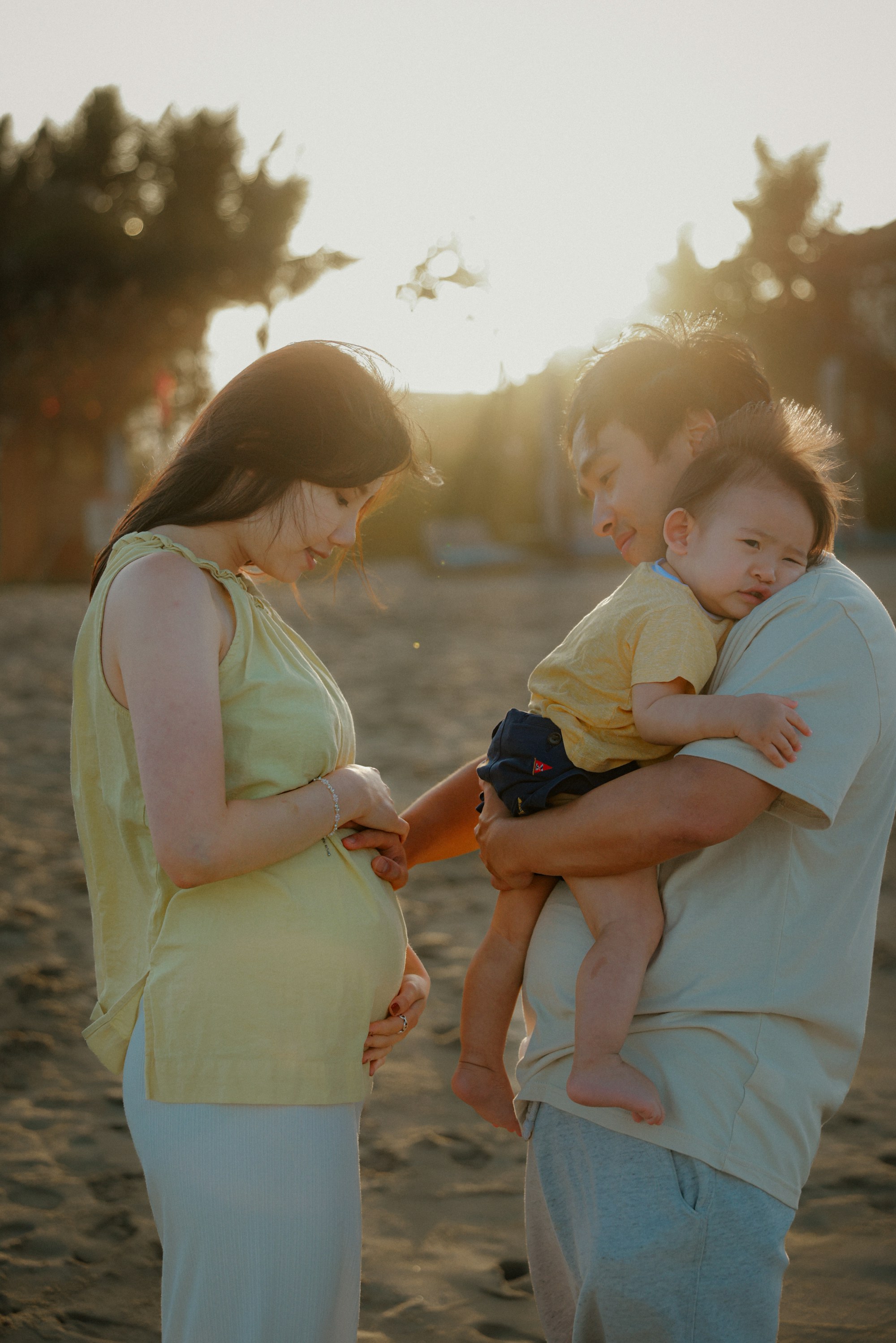 A family celebrating a new baby on the way